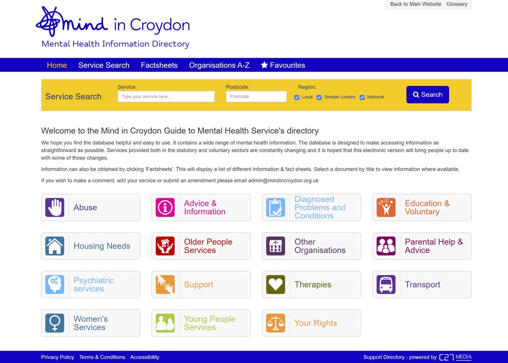 Image of Mind in Croydon Mental Health Directory Home Page.