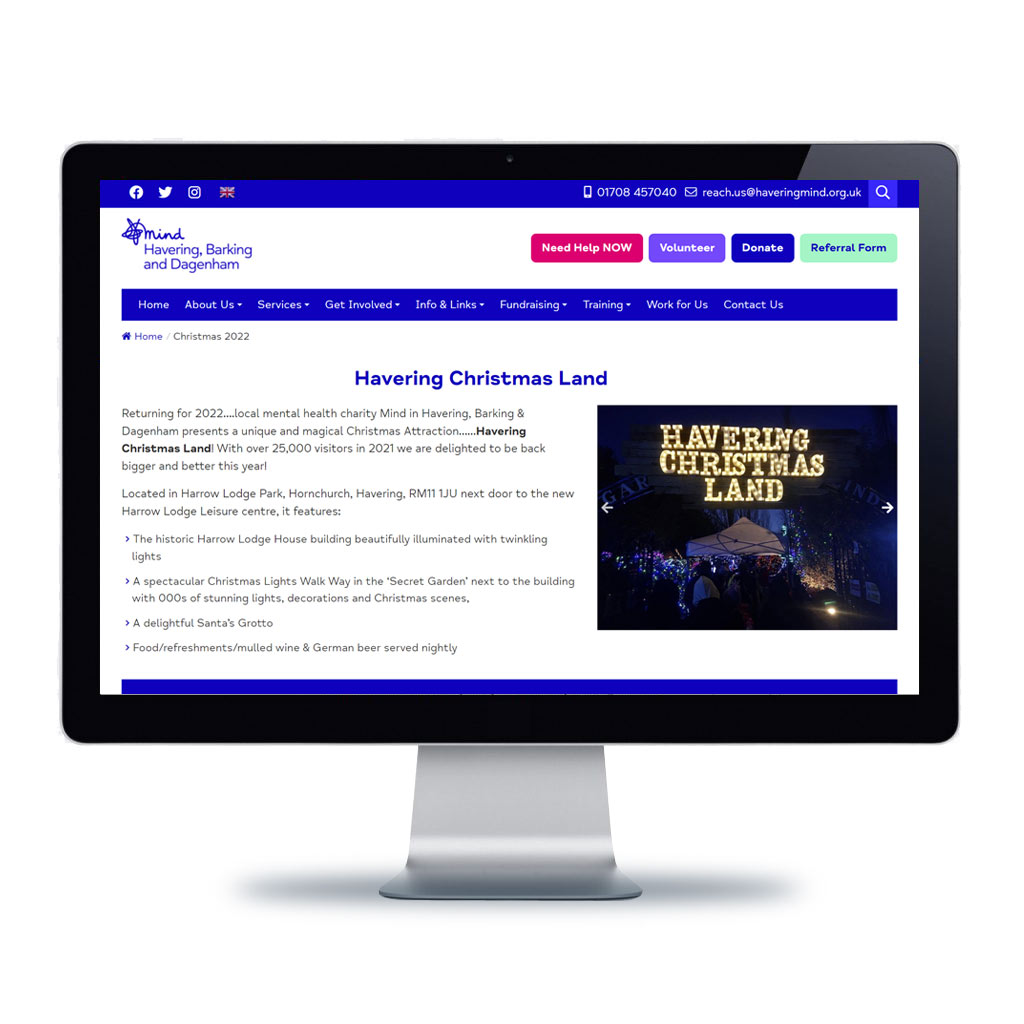 Image of computer displaying online booking system for Havering Christmas Land