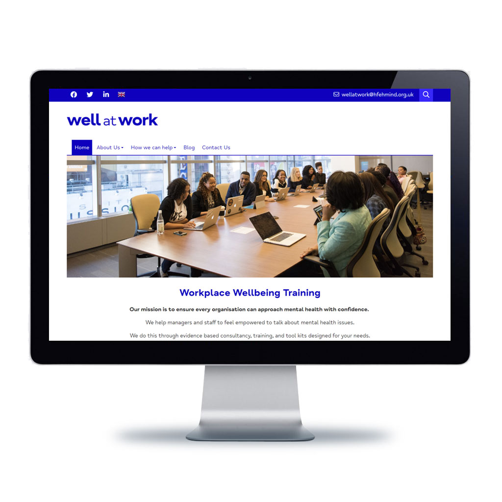 Image of Well at Work home page displayed on a desktop monitor